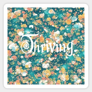 Thriving Floral Art Design Sticker